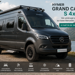 Location Hymer Grand Canyon S 4x4 Belgique - van aménagé Mercedes Sprinter gris foncé RLab Adventure